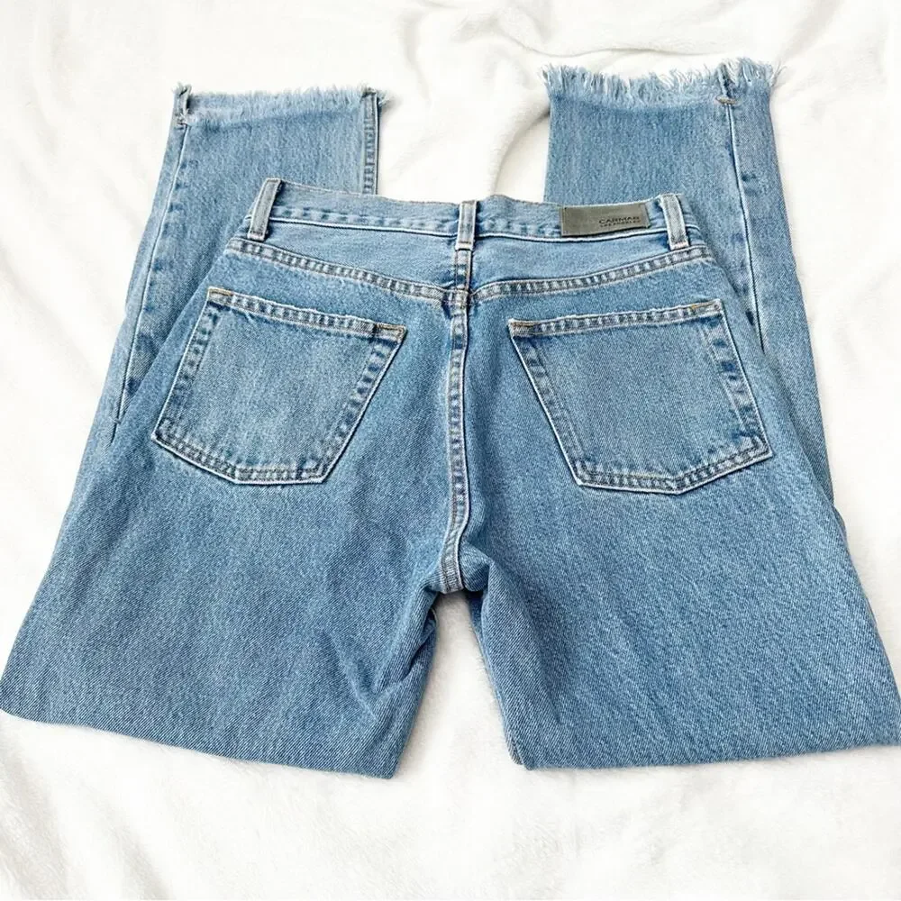 Carmar Emelia ripped distressed crop jeans high rise straight leg denim size 26